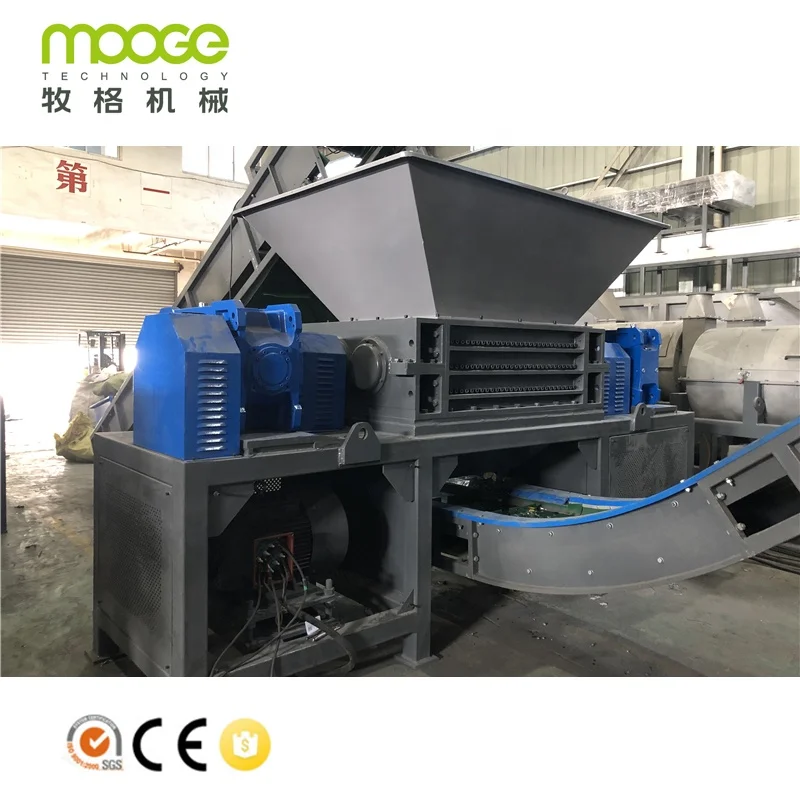 High efficiency Waste plastic recycling machinery Double Shaft Shredder Machine