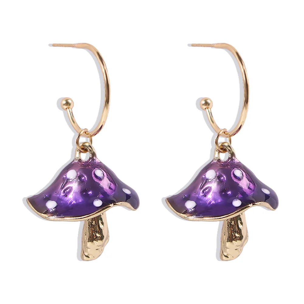 2024 creative dreamlike cute forest series small mushroom drop oill colorful earrings
