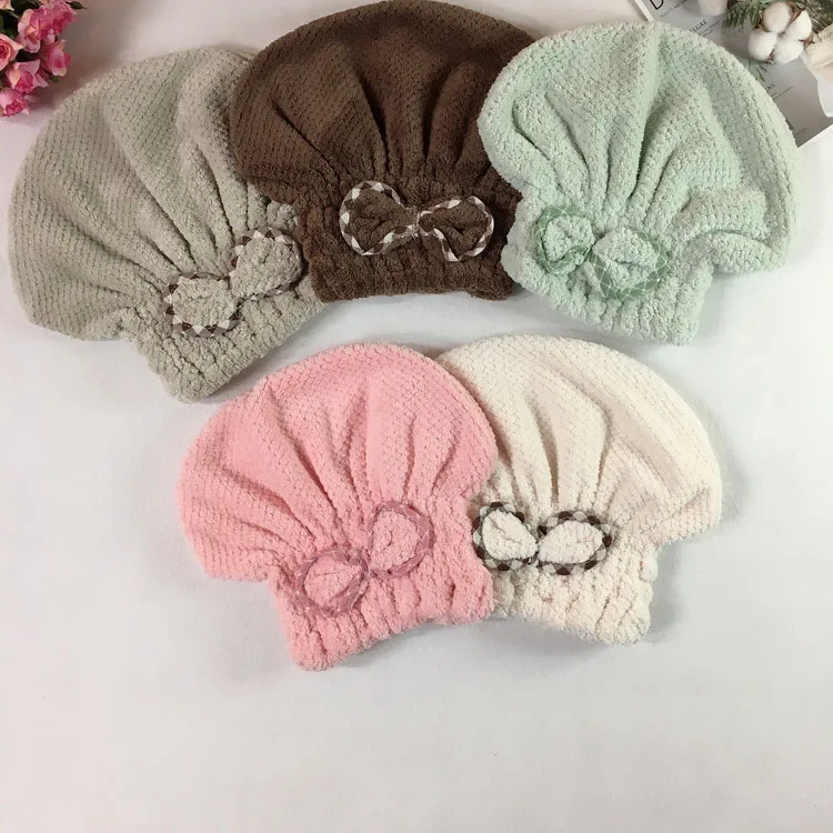 Reusable Wholesale Elastic Microfiber Turban Shower Towel Wrap Drying Hair Cap