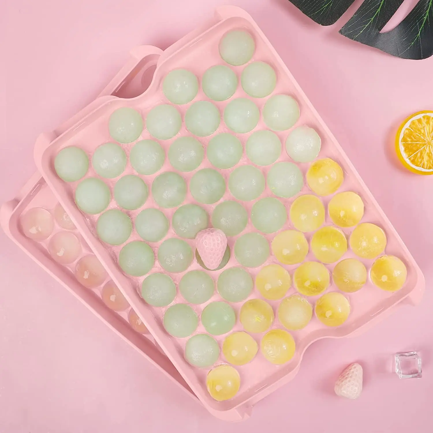 Round Ice Cube Tays, 159 PCS X 1 IN Circle Ice Cube Tray with Lid and Bin for Freezer, Ice Container Making Sphere Ice Chilling