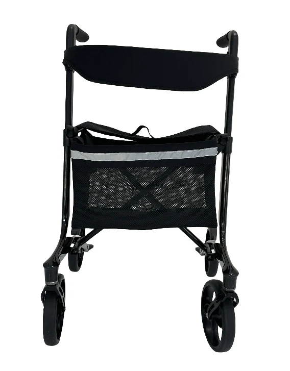 Easy to Transport Advanced 120kg Weight Bearing Carbon Fiber Folding 4-Wheel Senior Walker with Height Adjustable