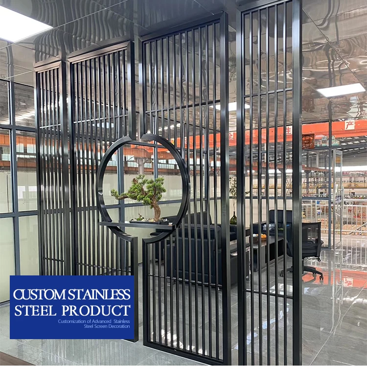 Indoor Hotel Restaurant SS Ceiling Mount Hanging Luxury Decorative Steel Pipe Partition Design