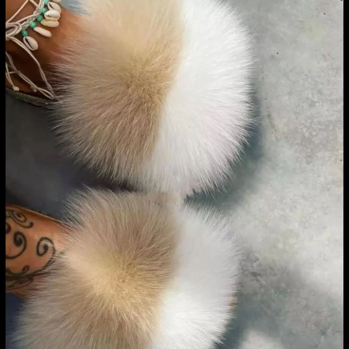 High Quality Fur Slippers Women Fashion Fur Slippers Fox Fur Slippers