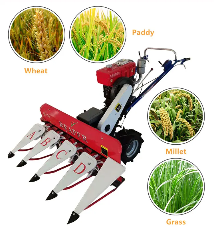 Professional Agriculture Mini Paddy Rice Reaper Machine Wheat Combine Harvester