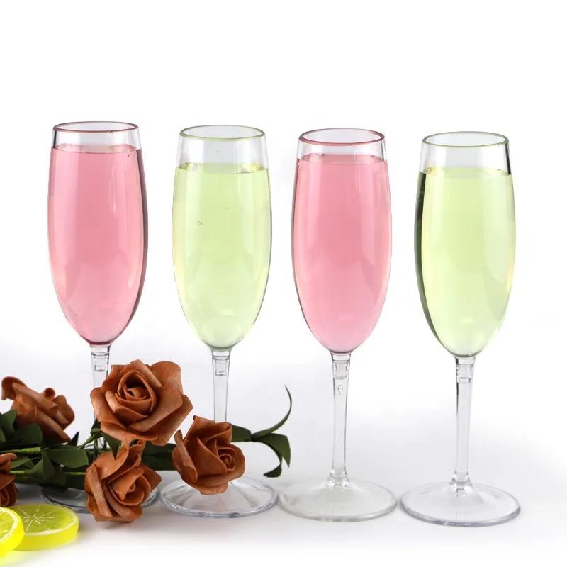 champagne glasses plastic detachable plastic wine glass unbreakable champagne flute set