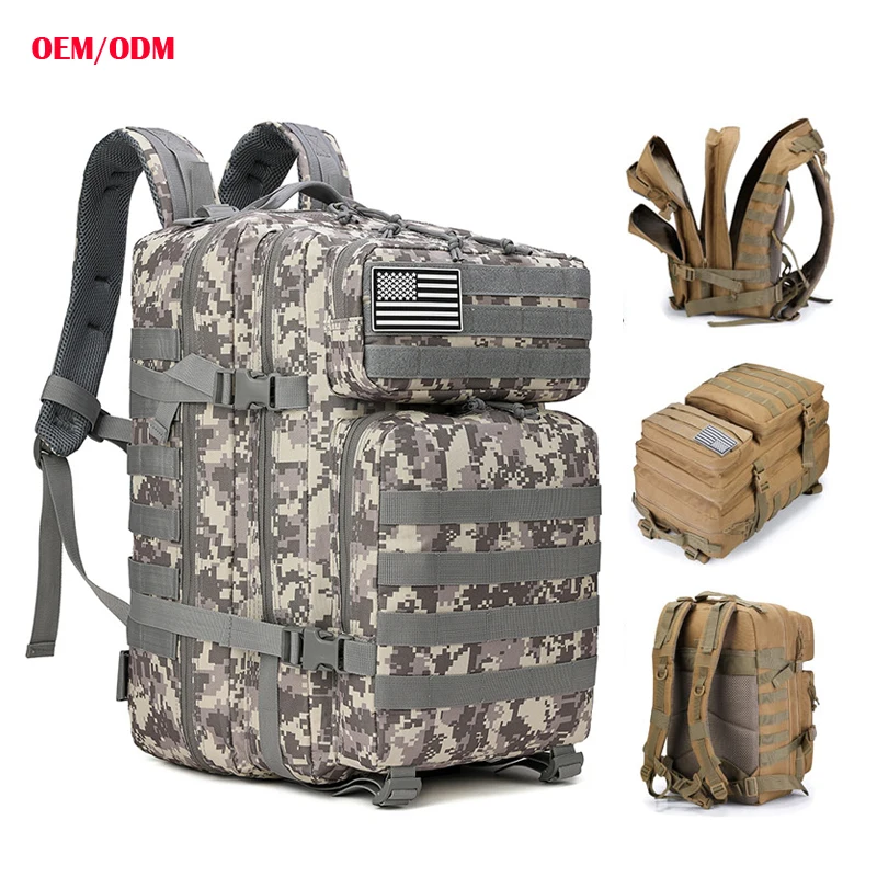 Large Capacity Mochila Tactical Backpack Outdoor Travel Climbing Hiking Hunting 45L Waterproof Custom Molle Rucksack Bag