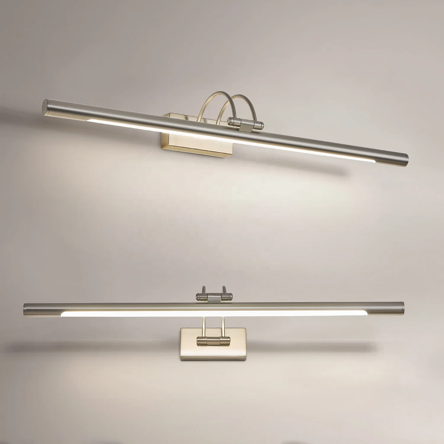 Vanity mirror with lights brushed nickel metal picture light wall fixtures led  hotel lighted vanity mirror lamp ip44