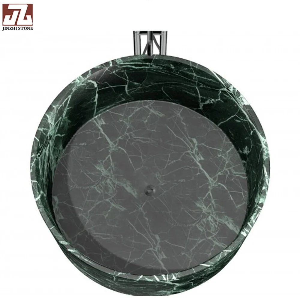 Most Popular Natural Green Marble Luxury Round Wash Kitchen Bathroom washbasin Home Hotel Sink Display