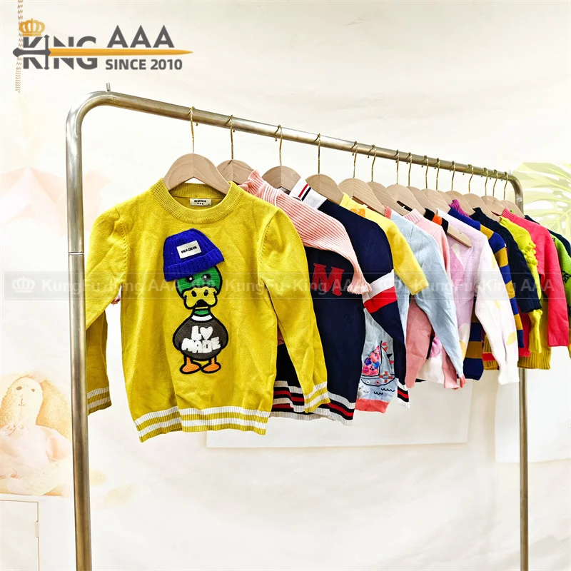 2024 Wholesale Price Winter Sweater Baby Cotton Knitted Sweater Bales Second Hand Clothing Kids Winter Wear Casual Children