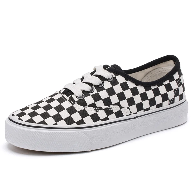 
Latest Arrived Fashion Adult Lace-UP Canvas Shoes Colorful Checked Casual Shoes Men and women Sneaker HY3369 