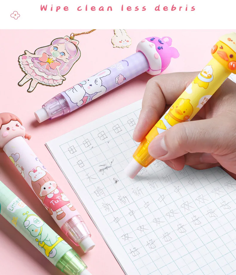 Cartoon Pen-Shape Eraser Soft and Easy-to-Use Pencil Design Promotional Cute TPR and Rubber Eraser