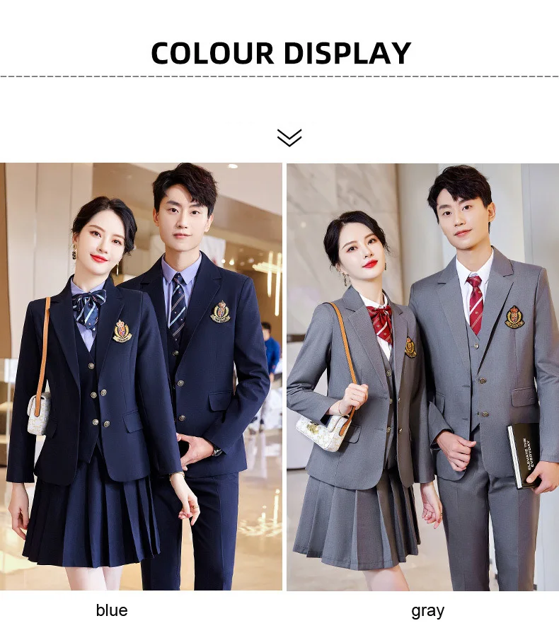 European and American style tuxedo school suit navy formal coat pant vest 3 piece school blazer clothes