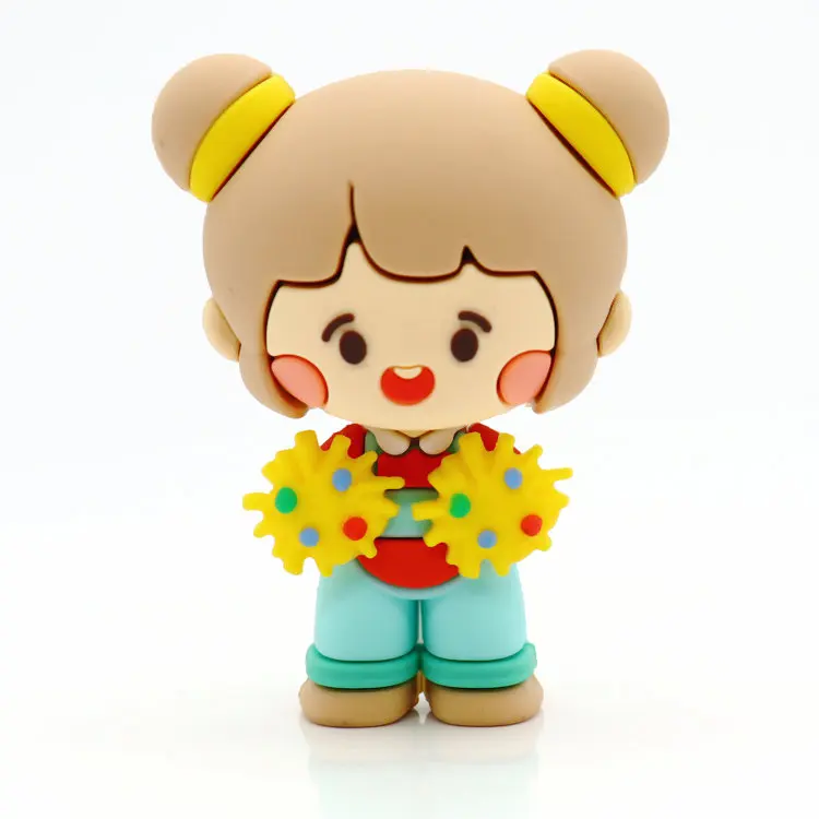 Oem high quality custom 3D mini soft PVC Cute Cartoon Figure Toys rubber resin girl plastic Figurine anime action figures