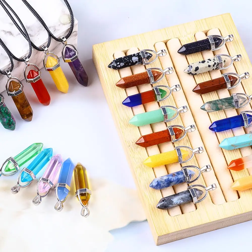 Pendulum Tiger Pillars gifts Folk 4cm Honor multicolored Lazuli Crystal Pencil Points Bulk - Crystals and Healing Stones Gifts