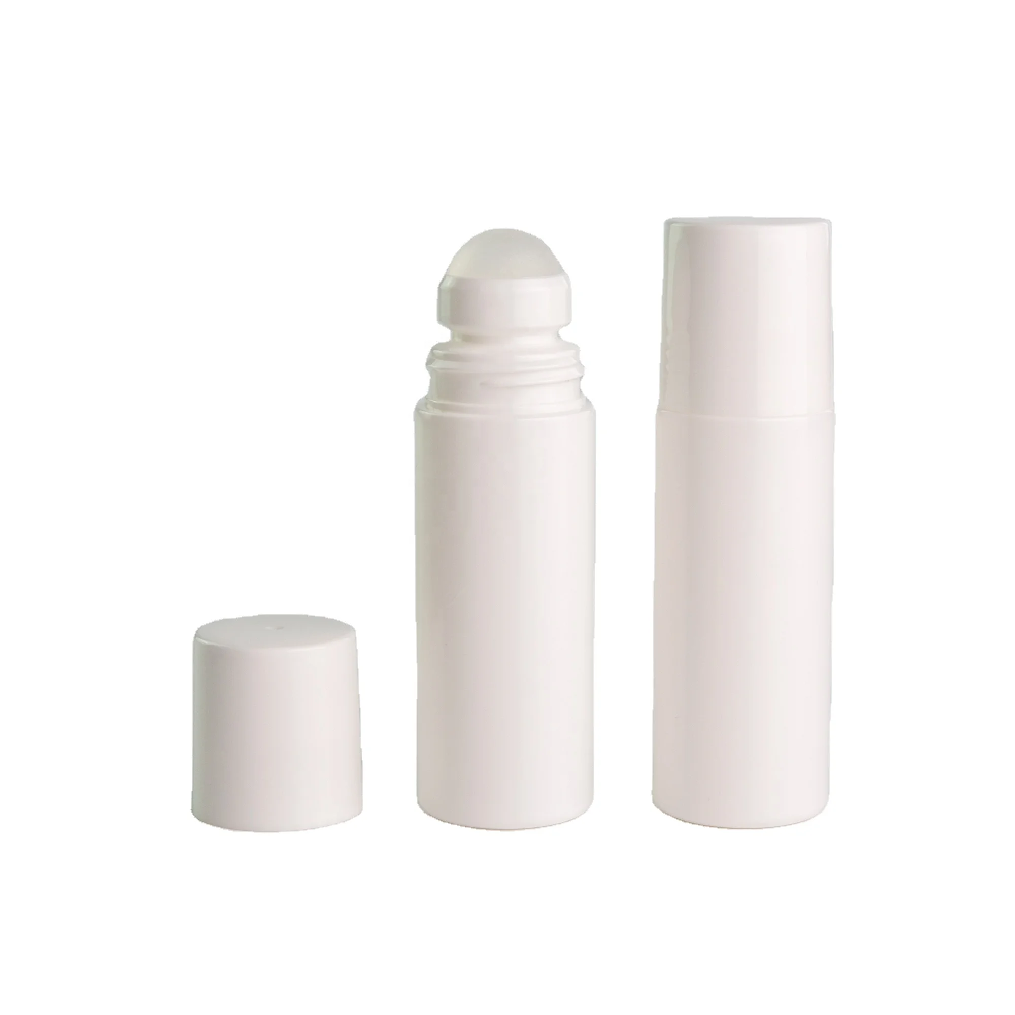 Empty Plastic 50ml 90ml 100ml Deodorant Container White Essential Oil Roll On Bottle Roller Perfume Ball Bottles With Cap