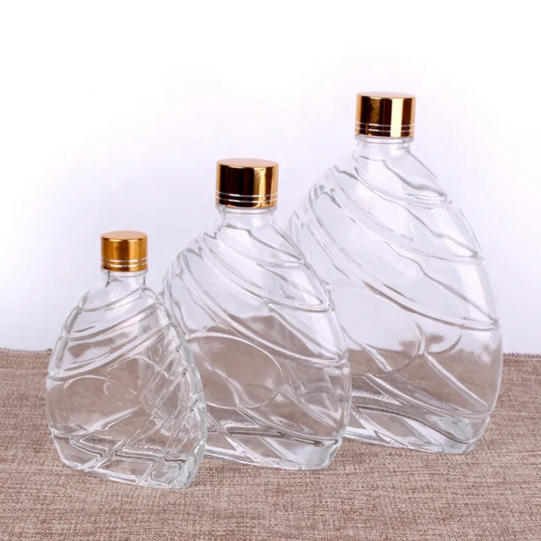 Hot sell 50ml 100ml 248ml 480ml transparent ripple fruit wine ice wine bottle vodka whiskey rum glass wine bottle