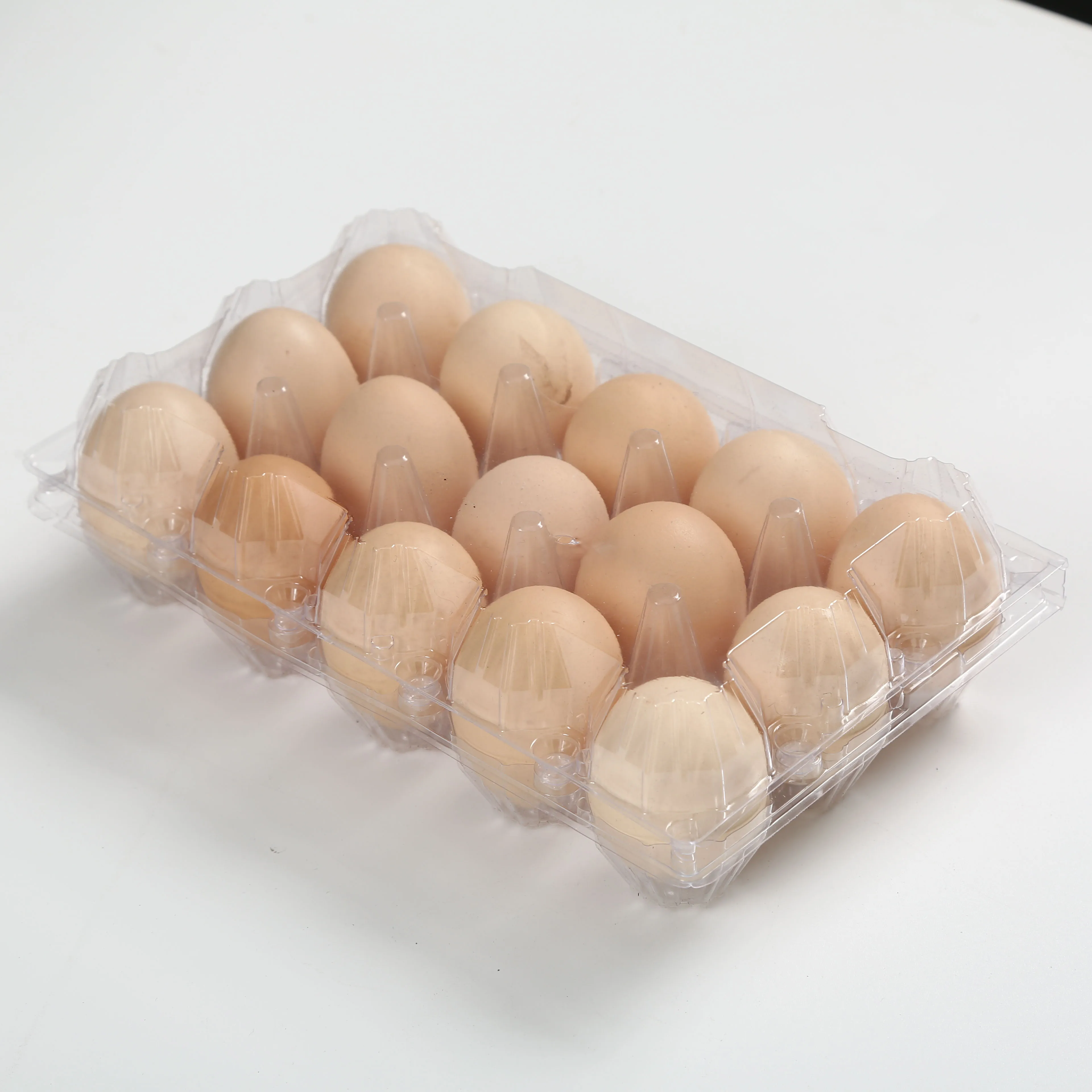 Clear disposable PET 15 cells plastic blister packaging box chicken egg tray