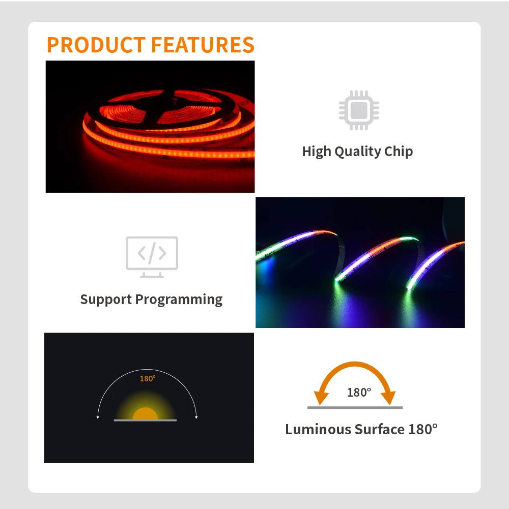 Magic Digital COB Strip Pixel Editable RGBIC LED Strip for Bar KTV Hotel lighting flexible DC24V 840 LED/S RGB cob led strip