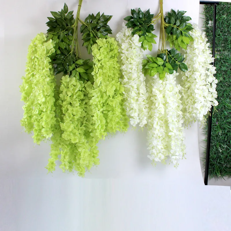 Handmade best low price wedding flower fabric wisteria artificial flowers garland wall hanging