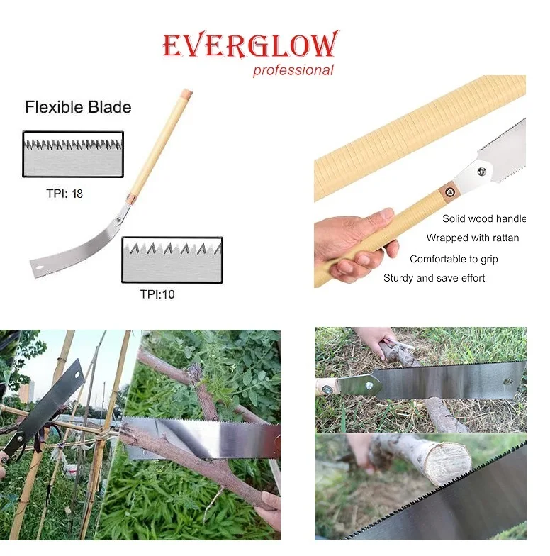 Flash cut Double edged sk5 curve japan saw Wood work Tool japanese pull saw with wooden & plastic rattan ryoba Japanese Hand saw