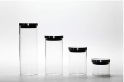 Storage jars Borosilicate Glass Food Storage Jar/Glass Candy Jar With Stainless steel/Cork/Bamboo Lid For Storage Kitchen