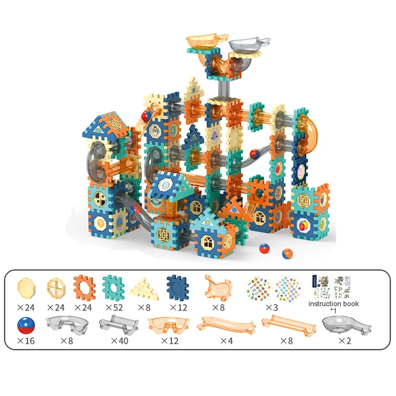 Wholesale 246 Pcs Marble Maze Game Building Blocks Kit STEM Educational Marble Race Track DIY Marble Runs Blocks for Kids