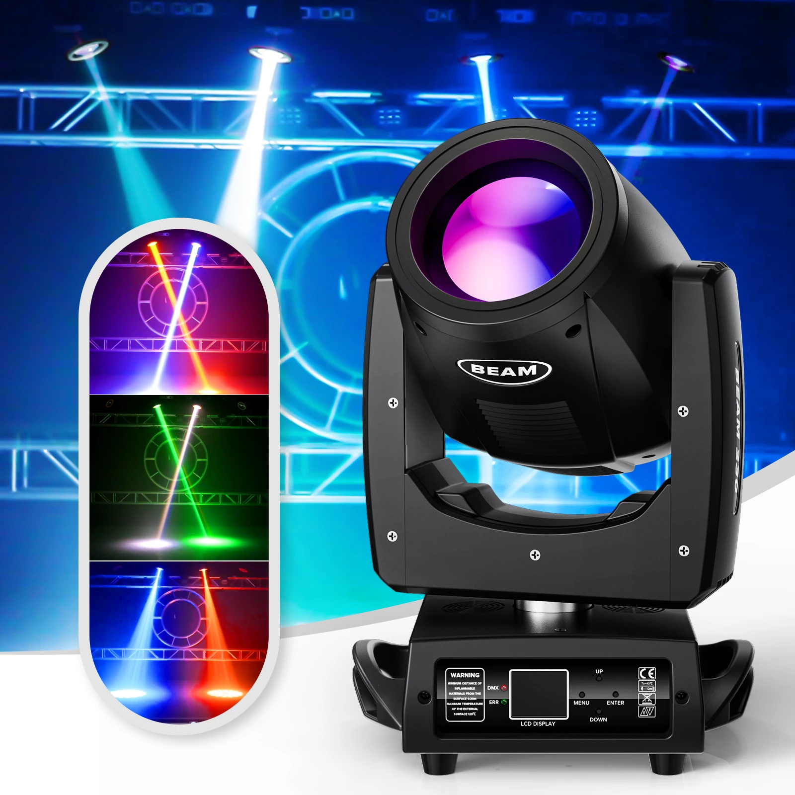 230W Stage Moving Head Light 15 Gobos and 14 Colors Rainbow Effect DMX512 Control for Disco Party Club Bar DJ Stage Lighting