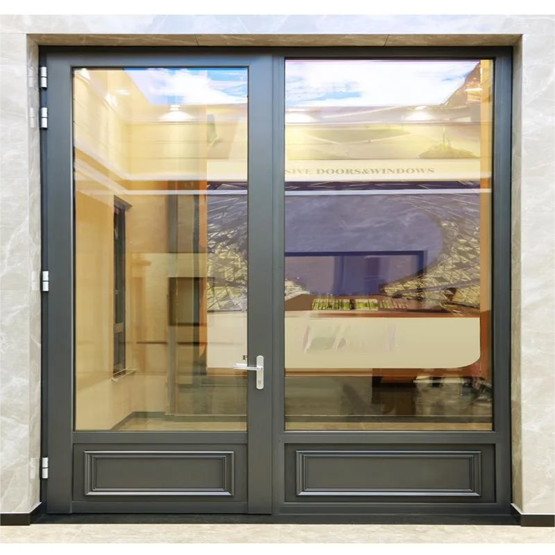Exterior Balcony Door with Window Optional Privacy Tempered Glass Aluminum Entrance French Hinged Swing Door