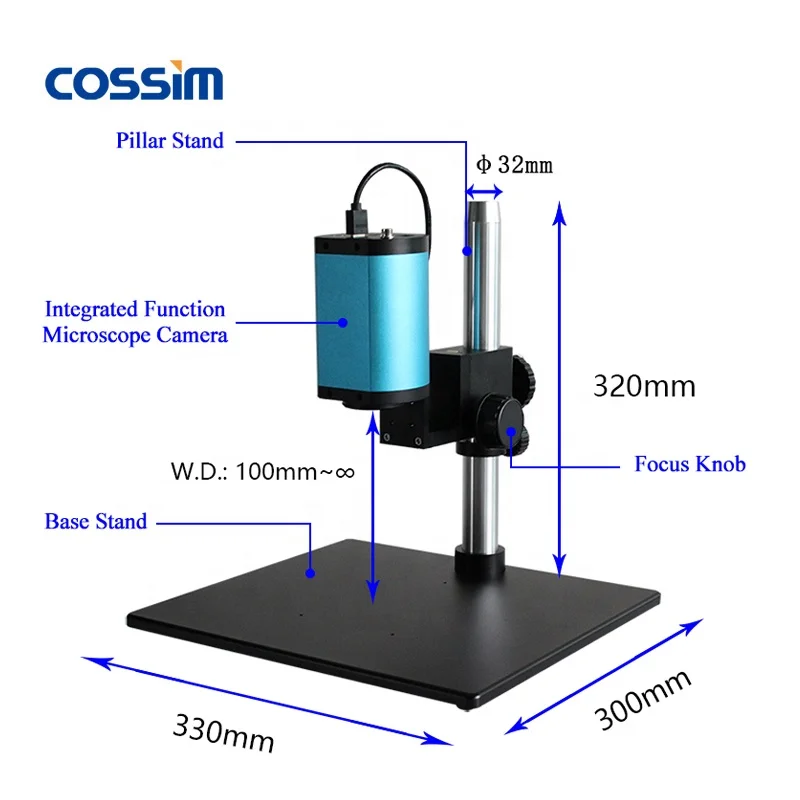 HVS-18V Integrated 4K Full-Automatic Focus Measuring Digital Microscope Camera with Measuring Software & Adjustable LED Light