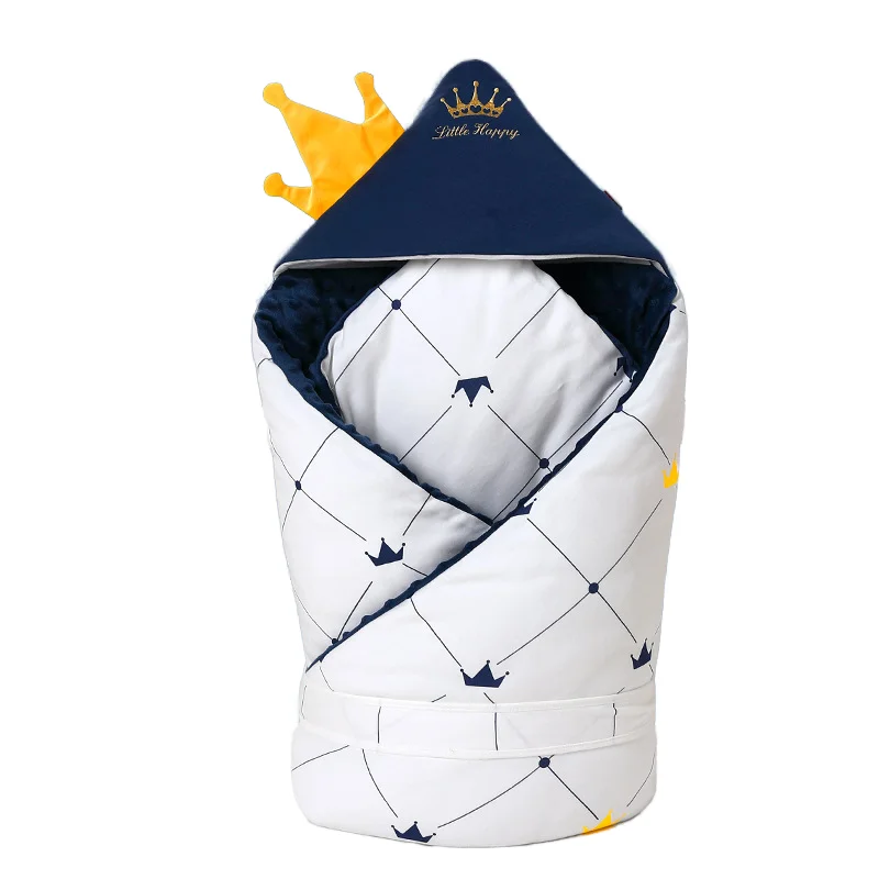 Пеленка с принтом короны, плотное хлопковое детское одеяло с обернутой короной, спальный мешок для новорожденных