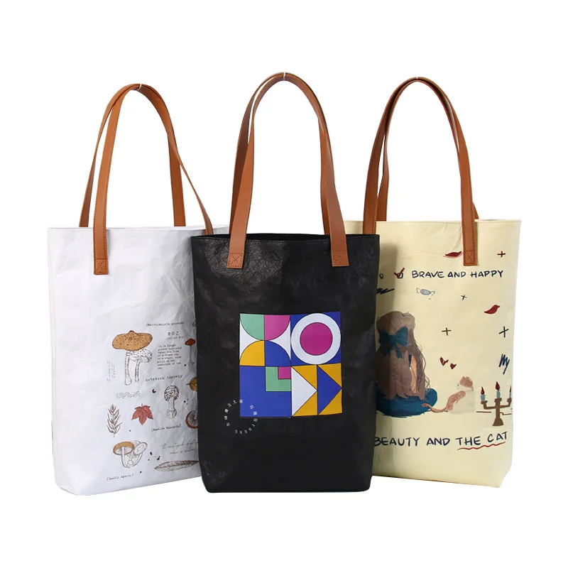 Retro Design ECO Friendly Material custom logo reusable shopping bags light dupont tyvek paper grocery bag