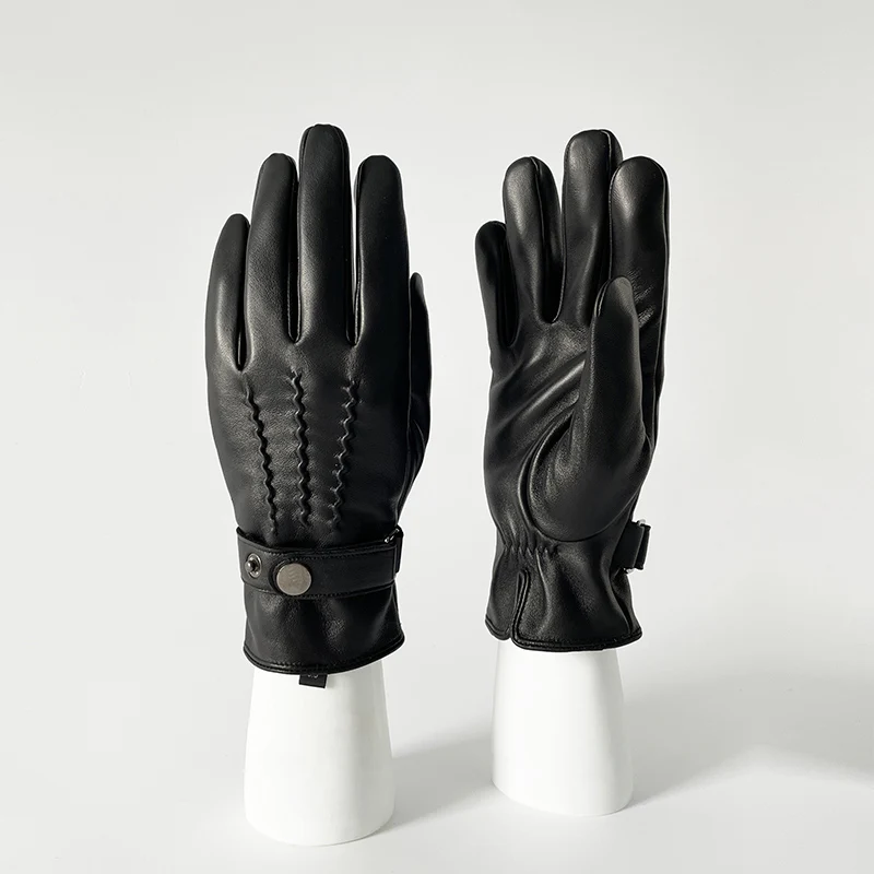 BSCI Manufacturer Custom Touch Screen Sheepskin Men Best Leather Gloves for Winter