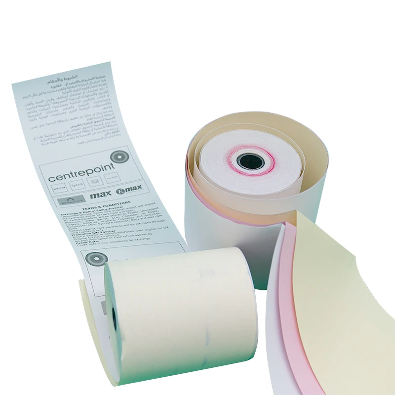 Hot sell 2/3/4ply NCR Rolls 76x76mm 76x70mm for copy function carbonless paper rolls
