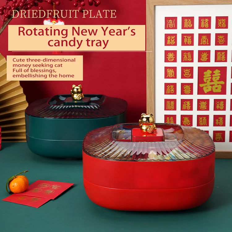 Household Living Room Three Layer Cat Candy Box Wholesale Plastic Food Container Box Nuts Dried Fruit Plate Snake Candy Tray