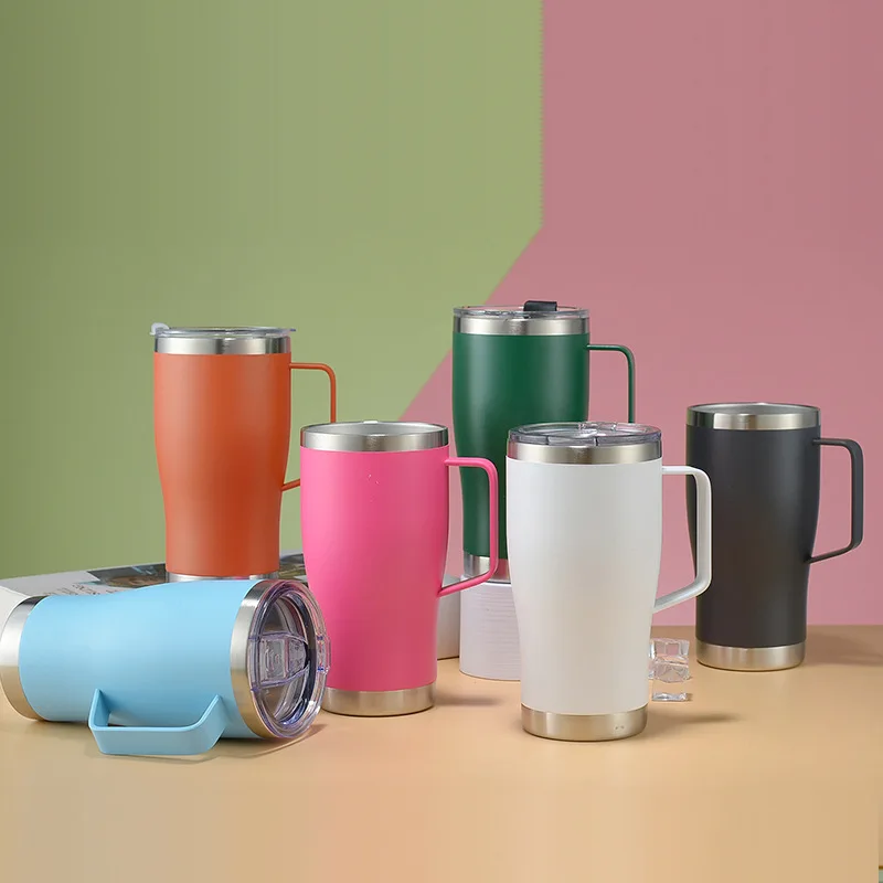 2023 New Hot Sell Double wall stainless steel vacuum insulated beer mug stainless 20oz coffee tumbler with handle