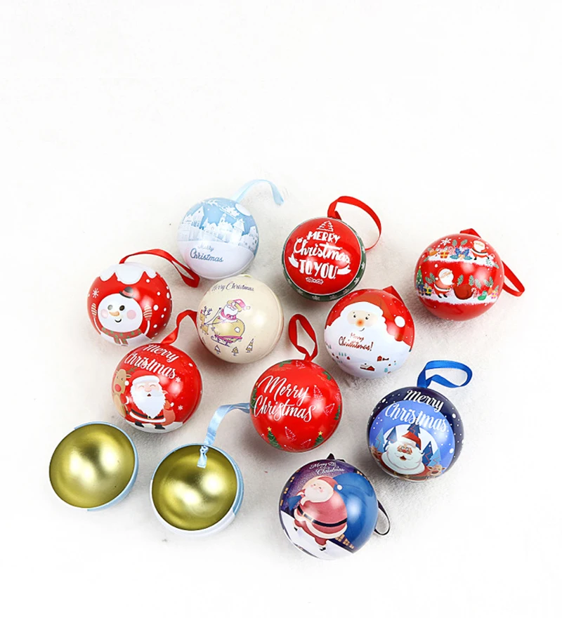 Металлические украшения на заказ круглая банка для конфет коробка Рождественские шары в