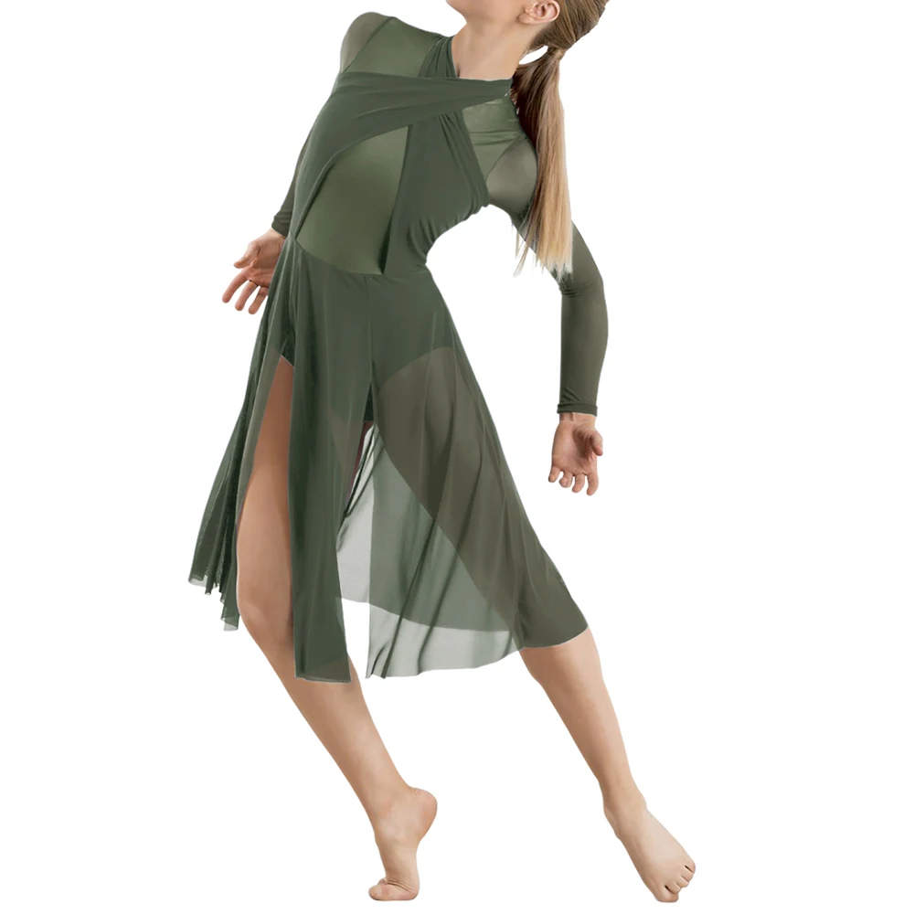 Moder Lyrical Dance Dress X-Cross Neck Hugging V-neck Zipper Juamsuit Skirt Girl Women Sexy Ballet Dance Outfits Stage Clothes