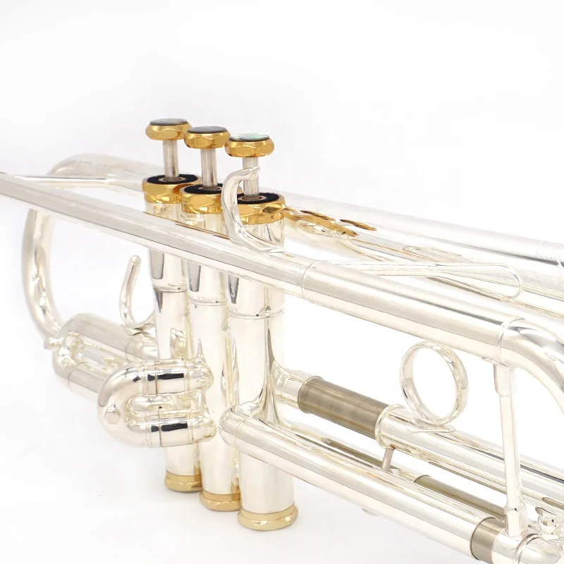 Professional trumpet instrument silver plated hand carved B-flat performance grade silver