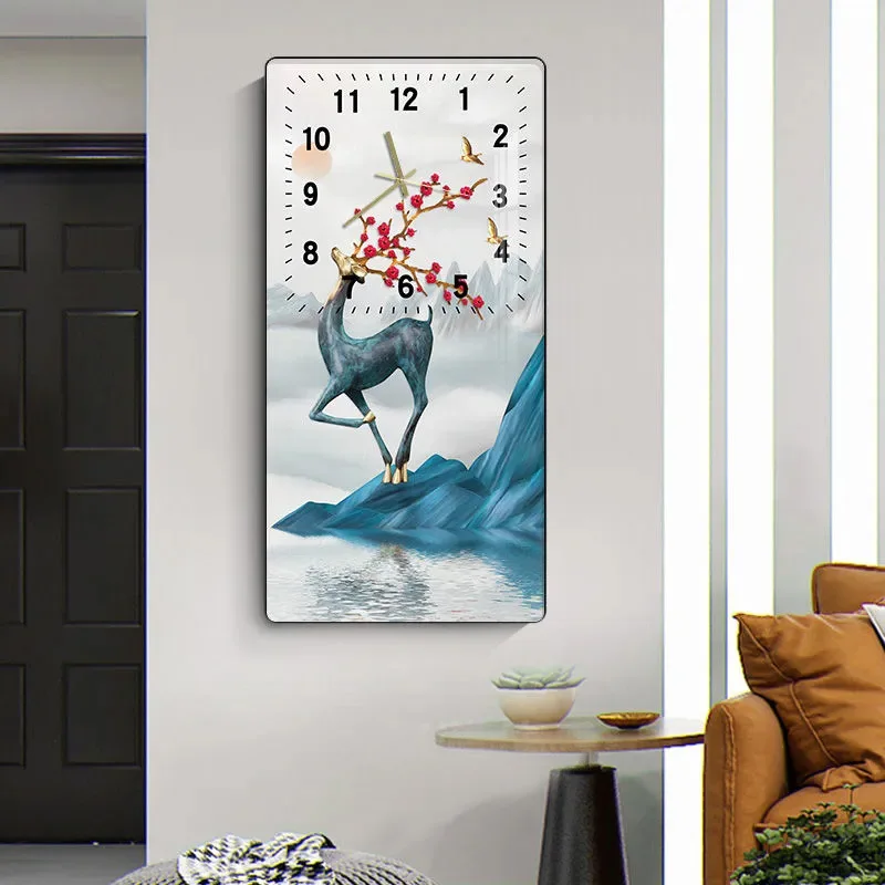 Luxury Home Animal Abstract Painting Wall Clock Of Crystal Porcelain Wall Art For Home Decor