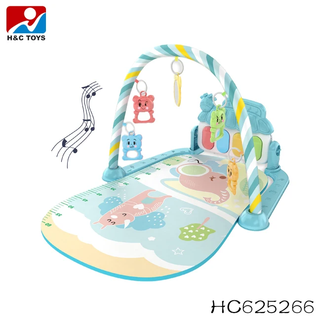 Kids pedal piano mat with music and light activity gym rack blanket play mat for baby child