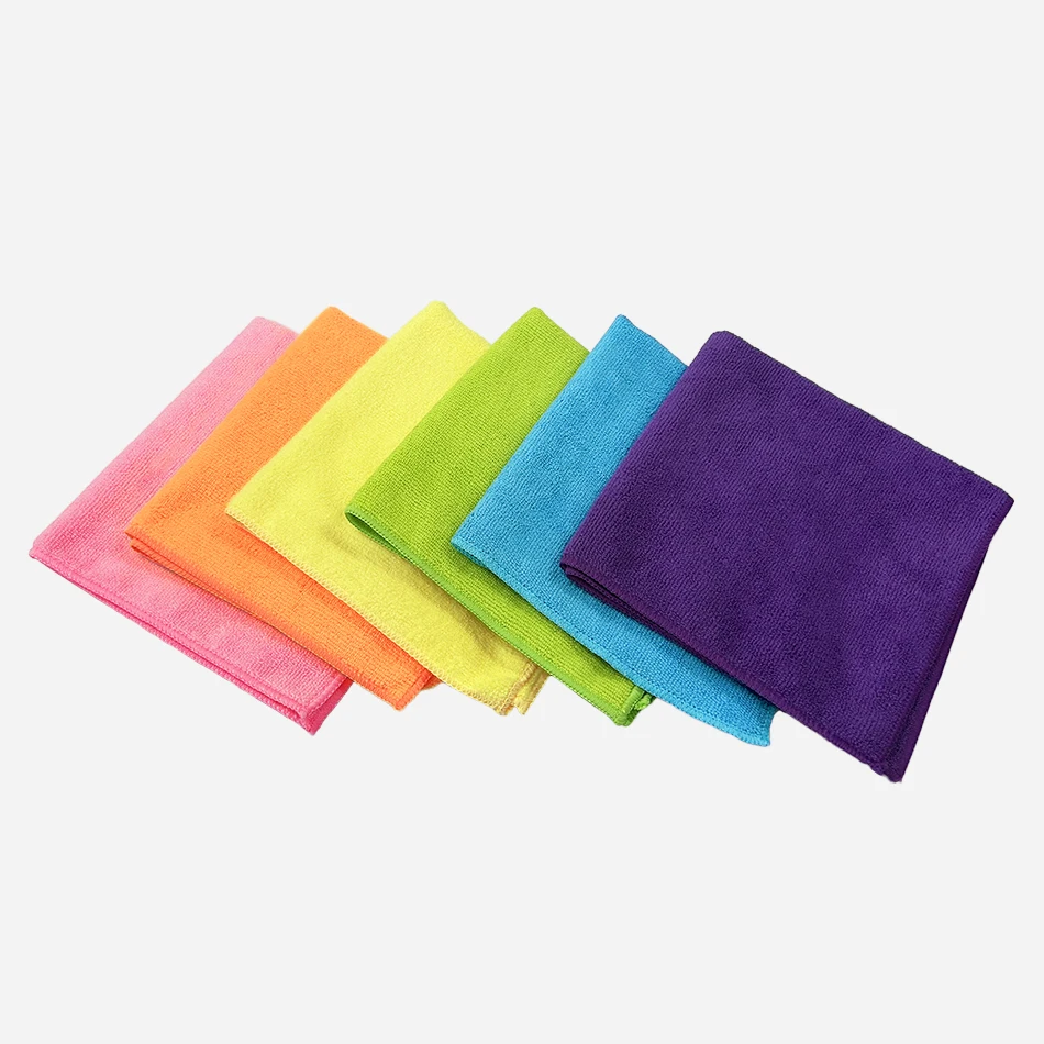 Оптовая продажа красочные 100% микрофибра 40x40 впитывающие быстросохнущие салфетки для мытья автомобиля из микроволокна кухни