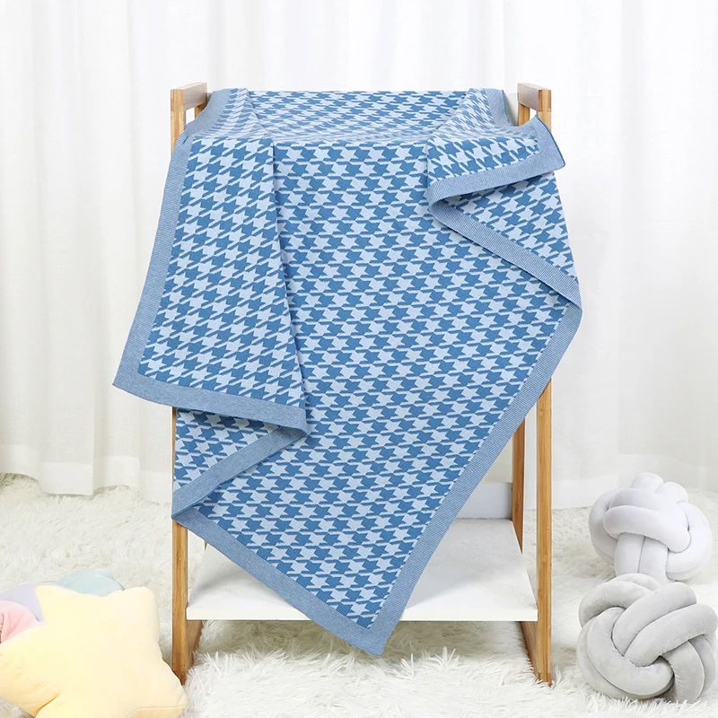 Baby Blanket Fashion Houndstooth Pattern Plaid Newborn Girl Stroller Wrap Swaddle Cotton Knit Infant Boy Bedding Sofa Soft Quilt