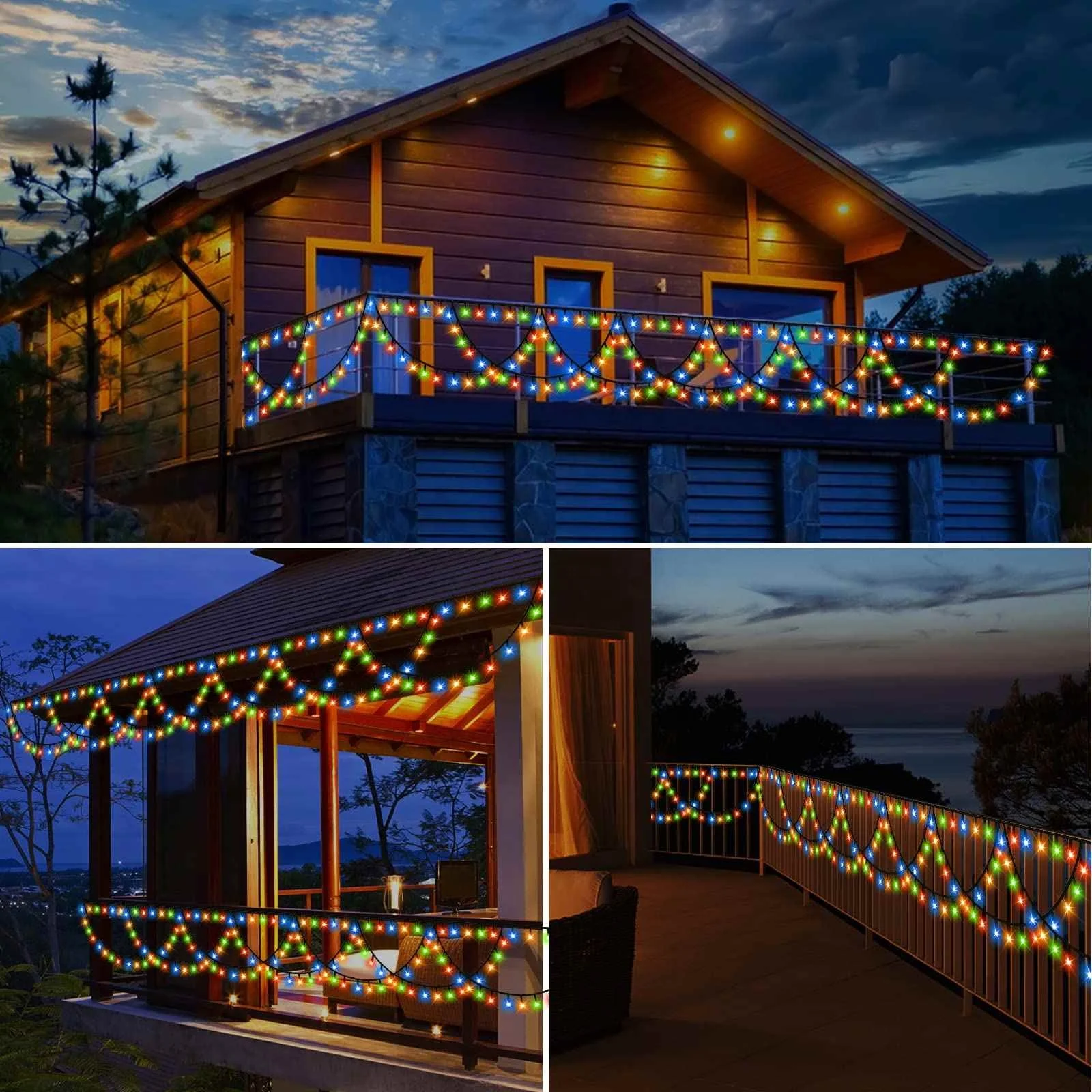 Shingel  Color Changing 40FT 380 LED Christmas String Lights Extendable 8 Modes Wedding Holiday Decoration Christmas Lights