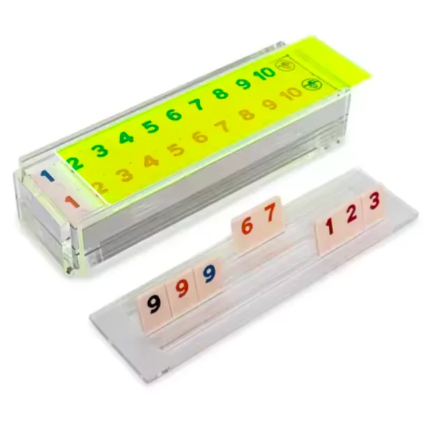 Factory Custom Judaica Rummy Game Tiles Set lucite Cube Rack Travel Tiles Board Game Rummy Card Fast Moving Acrylic rummy game