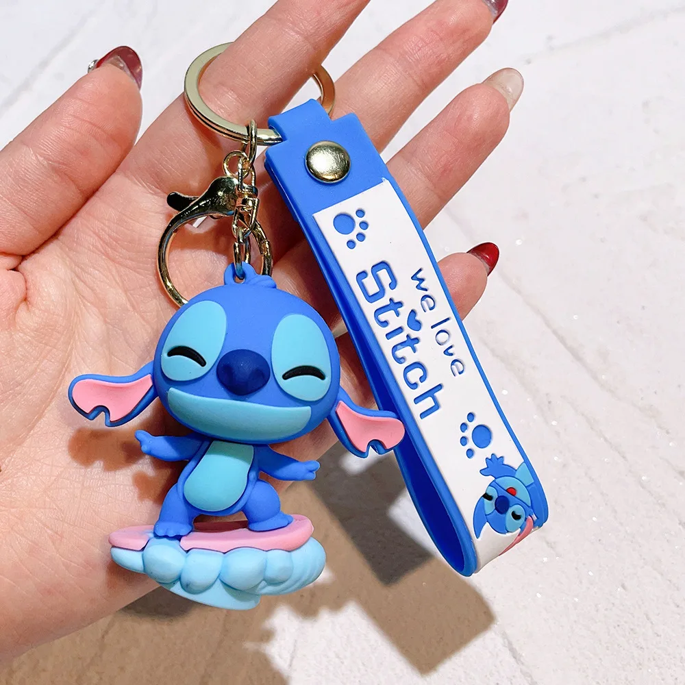 Wholesale Cute Lilo and Stitch Soft Touch PVC Key Ring Chain Cartoon Anime character lilo and stitch rubber Cartoon keychain