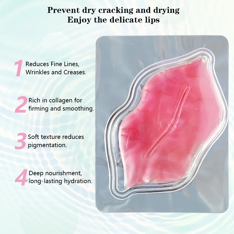 Disposable Transparent Collagen Lip Mask Pink Jelly Crystal Sheet Collagen Lip Mask