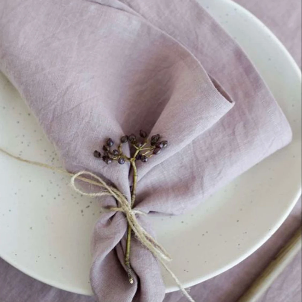 Wholesale decorative polyester napkins lilac boho style cotton napkins for wedding