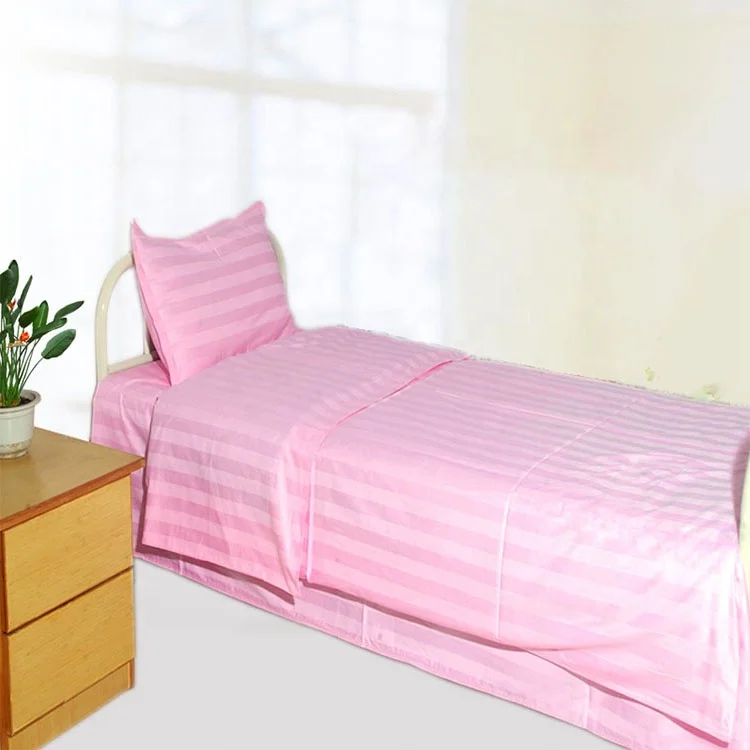 Nursing home textile bedding set pure color cotton four-piece bed sheet