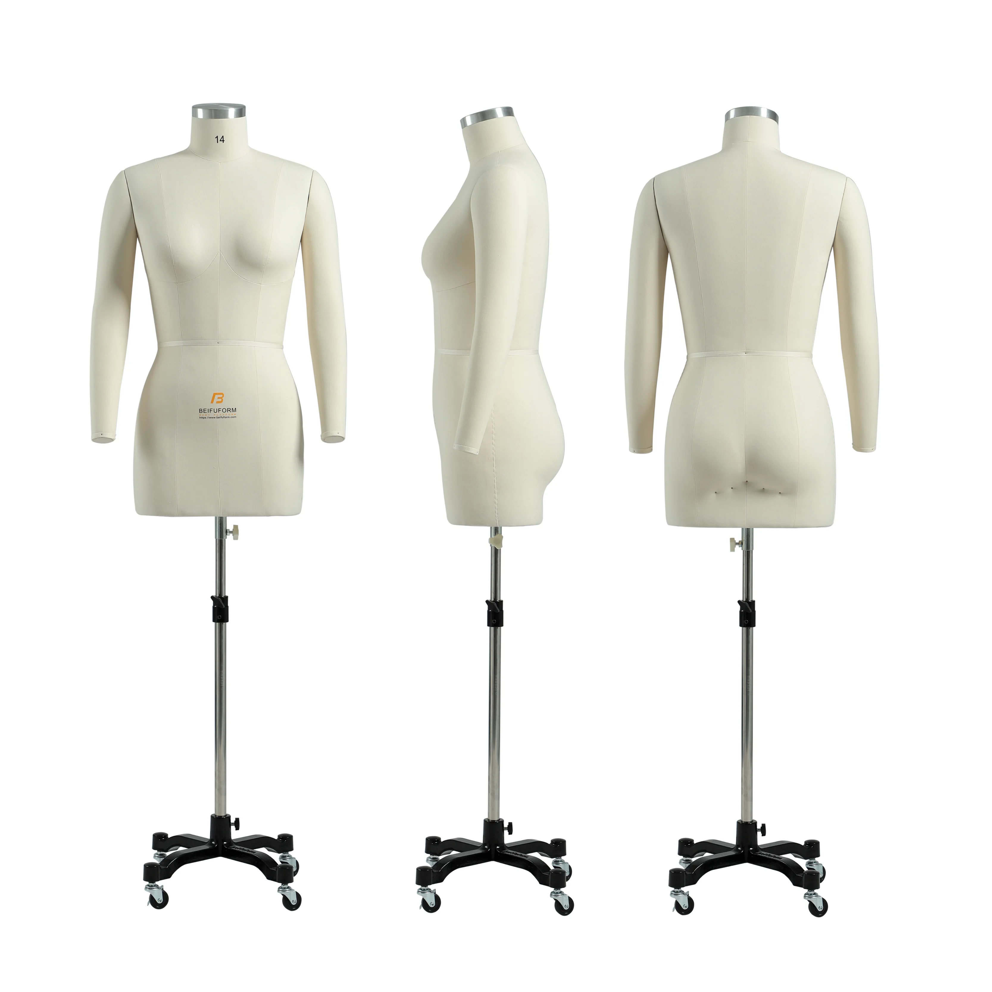Beifuform Cheap dressmaker mannequin half-body Female Fiberglass Dress form tailoring mannequin fabric covered female torso