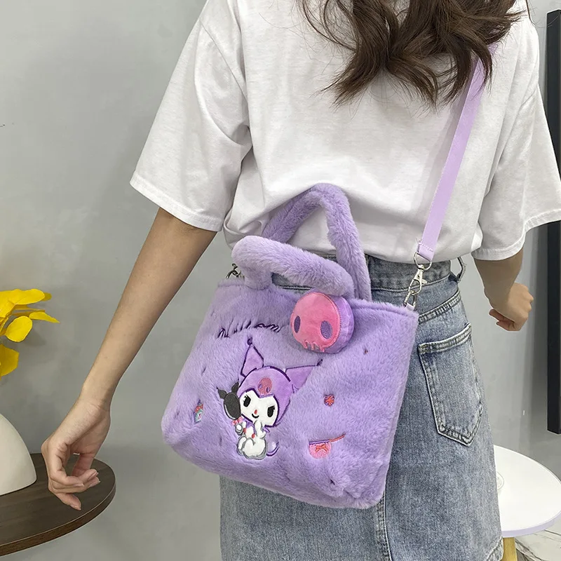 New Cartoon Tote Bag Kawaii Cinnamoroll Plush Bag Sanrioed Kuromi Plush Bag My Melody Anime Handbags for Gift